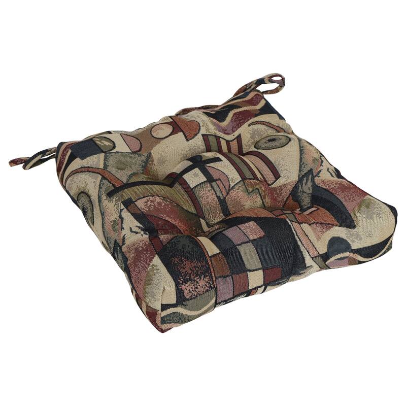 16-inch Square Woven Tapestry Tufted Chair Cushions (Set of 2 or 4) - 16 x 16