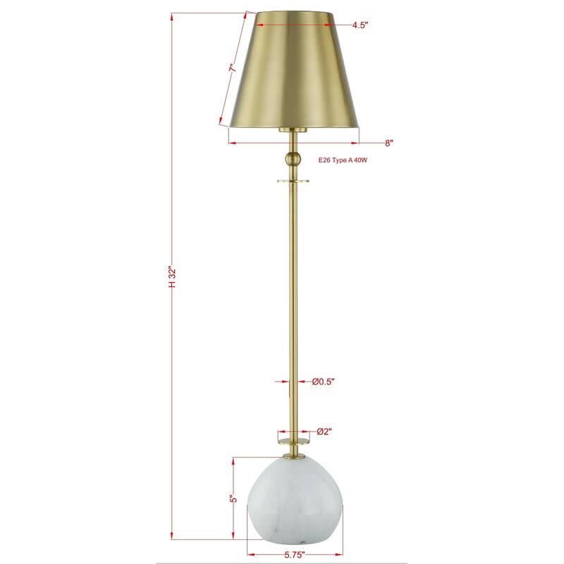 Liberty 32" Buffet Lamp with Metal Shade, Marble