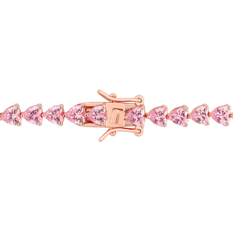 Miadora 11 3/4ct TGW Triangle-shape Pink Cubic Zirconia Tennis Bracelet in Rose Silver - 7.5 in - 7.5 in x 5 mm x 3.75 mm