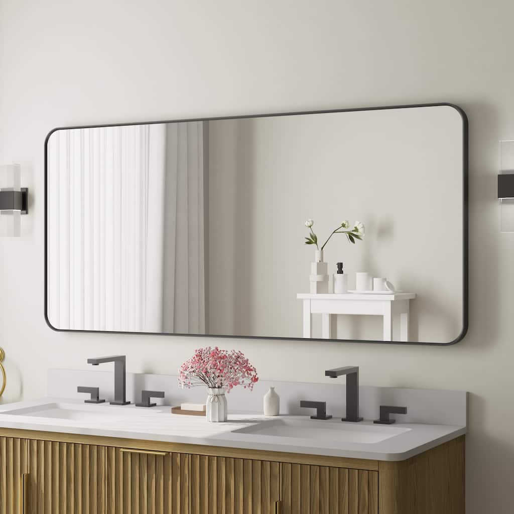 Modern Bathroom Rectangular Wall Mounted Anodized Aluminum Framed Vanity Mirror