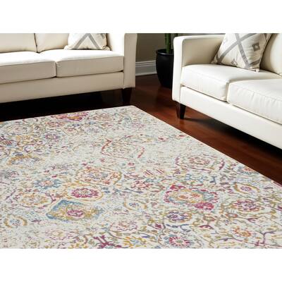 Power Loomed Distressed Stain Resistant Low Pile Area Rug - 120' X '96' X '0.25