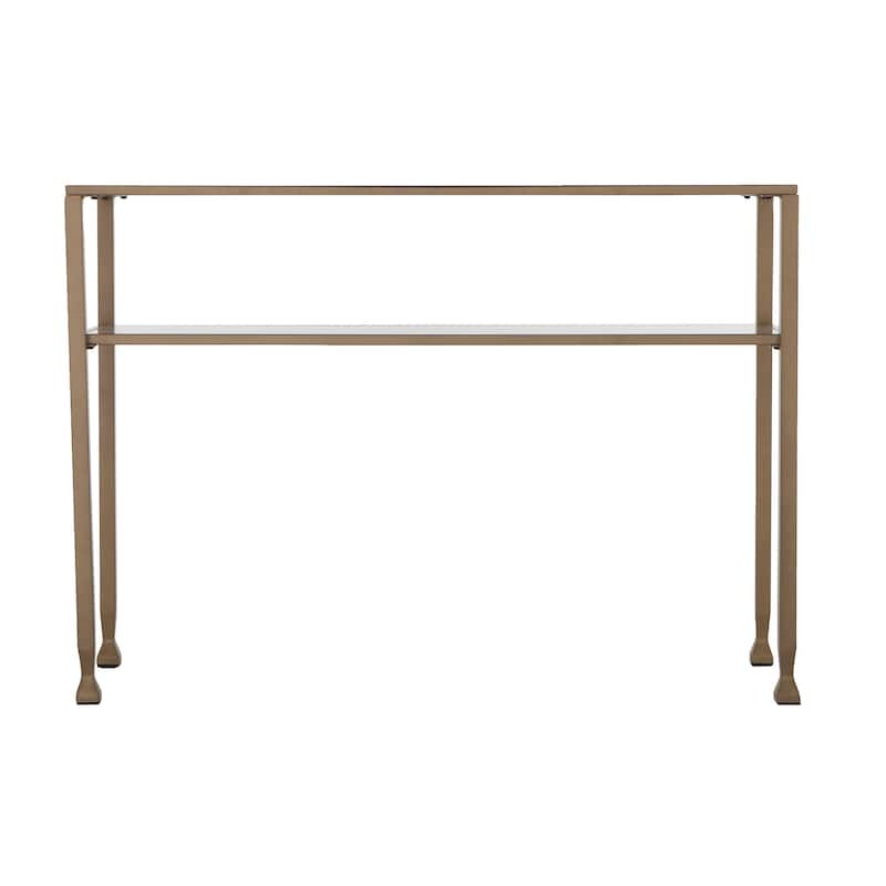 Clear Glass Console Table Gold Metal Frame with Shelves and 43" Rectangular - 42.5" L x 14.5" W x 30" H