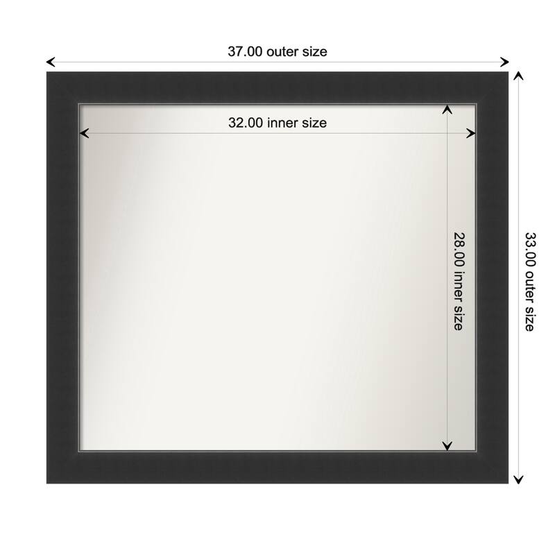 Corvino Black Framed Non-Beveled Custom Wall Mirror, Bathroom Vanity Mirror - Outer Size: 37 x 33