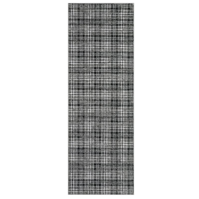 Garvee Earthy Plaid Soft Low Pile Foldable Area Rug