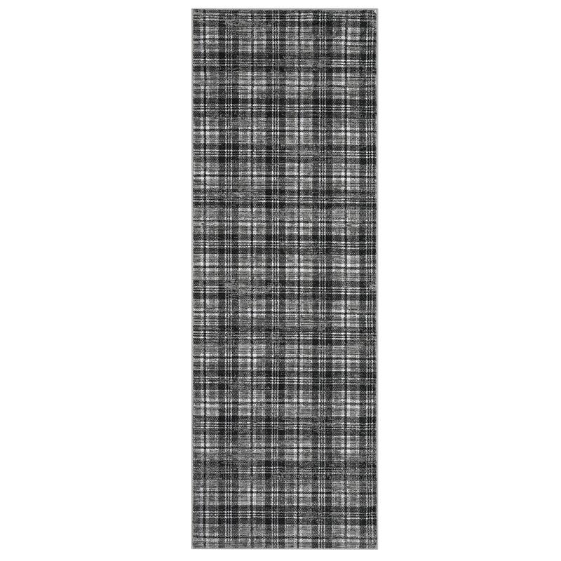 Washable Area Rugs for Living Room Bedroom Modern Plaid Rug Soft Non Slip Low Pile Farmhouse Geometric Rug
