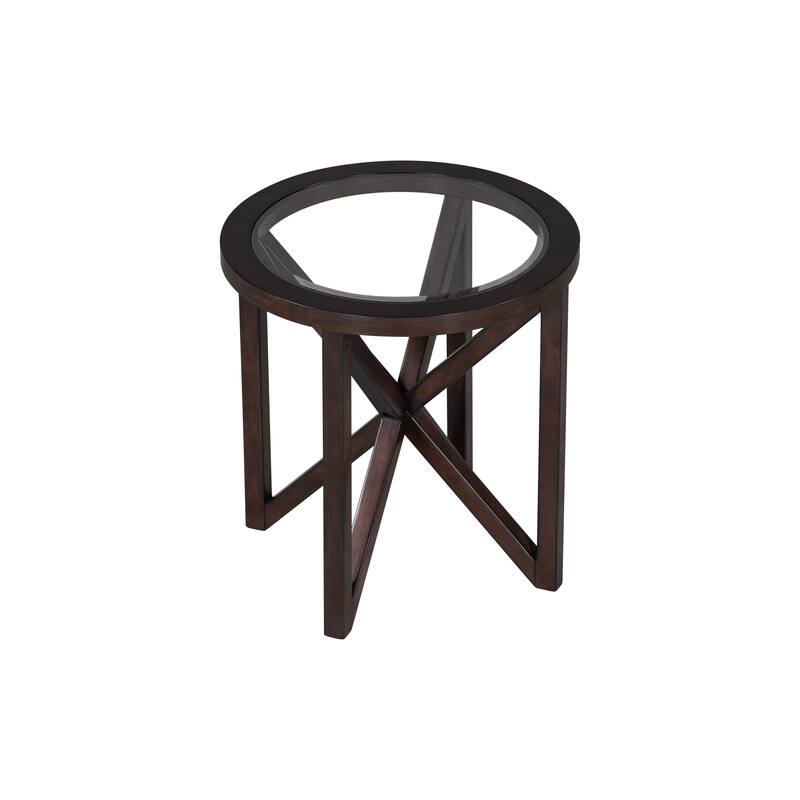 Glass coffee table,Tempered Glass Coffee Table Solid Wood Base Round Transparent Glass Top Terrace Study Coffee Table