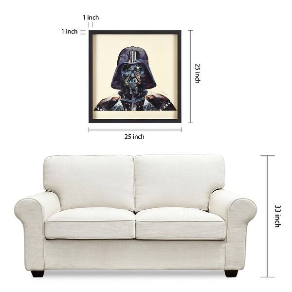 dimension image slide 0 of 2, Empire Art "Dark Side" Alex Zeng's dimensional collage, under glass & a black shadow box frame