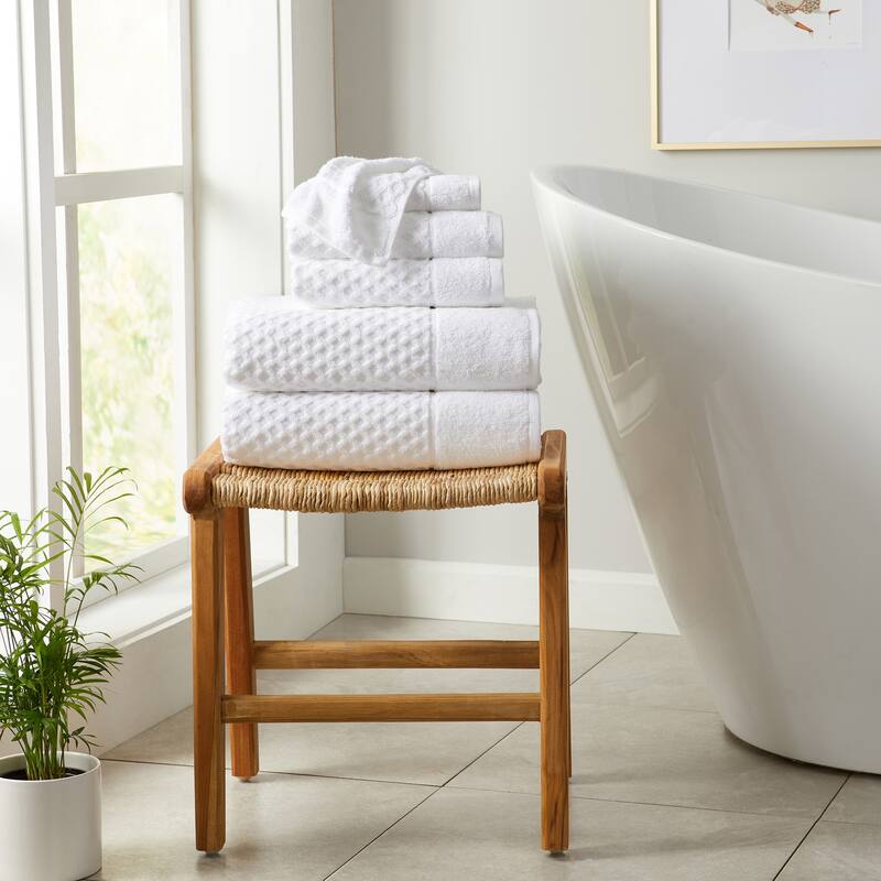 Linery & Co. Cotton Diamond Waffle Texture Bath Towels