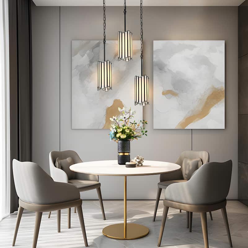 Tifany Modern 1-Light Mini Pendant Colored Black Glass Kitchen Island Light - D 4.3" x H 15.5"
