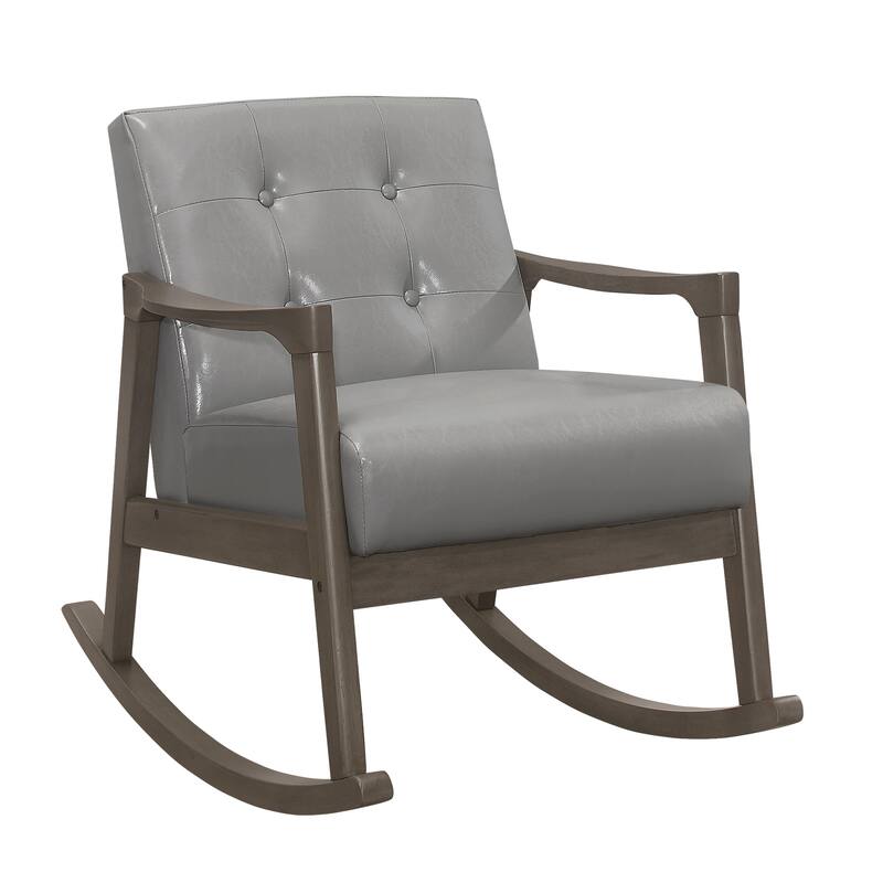 Rocking Chair Upholstery Button Tufted Solid Wood Furniture