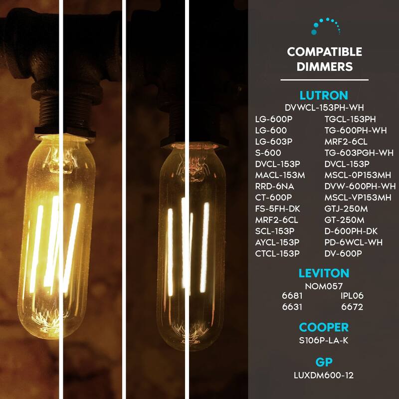 Luxrite Edison T9 LED Tube Light Bulbs 60W Equivalent 3000K Soft White 550 Lumens Dimmable 5W UL Listed E26 6 Pack