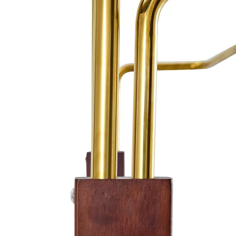 Modern Minimalist Style 2-Tier Stainless Steel Multi-Functional Coat Rack with Solid Wood Shelves