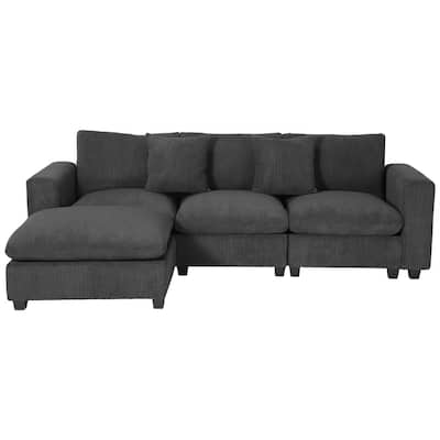 Hamilton 4-Piece Corduroy Upholstered Modular Sectional with USB Port