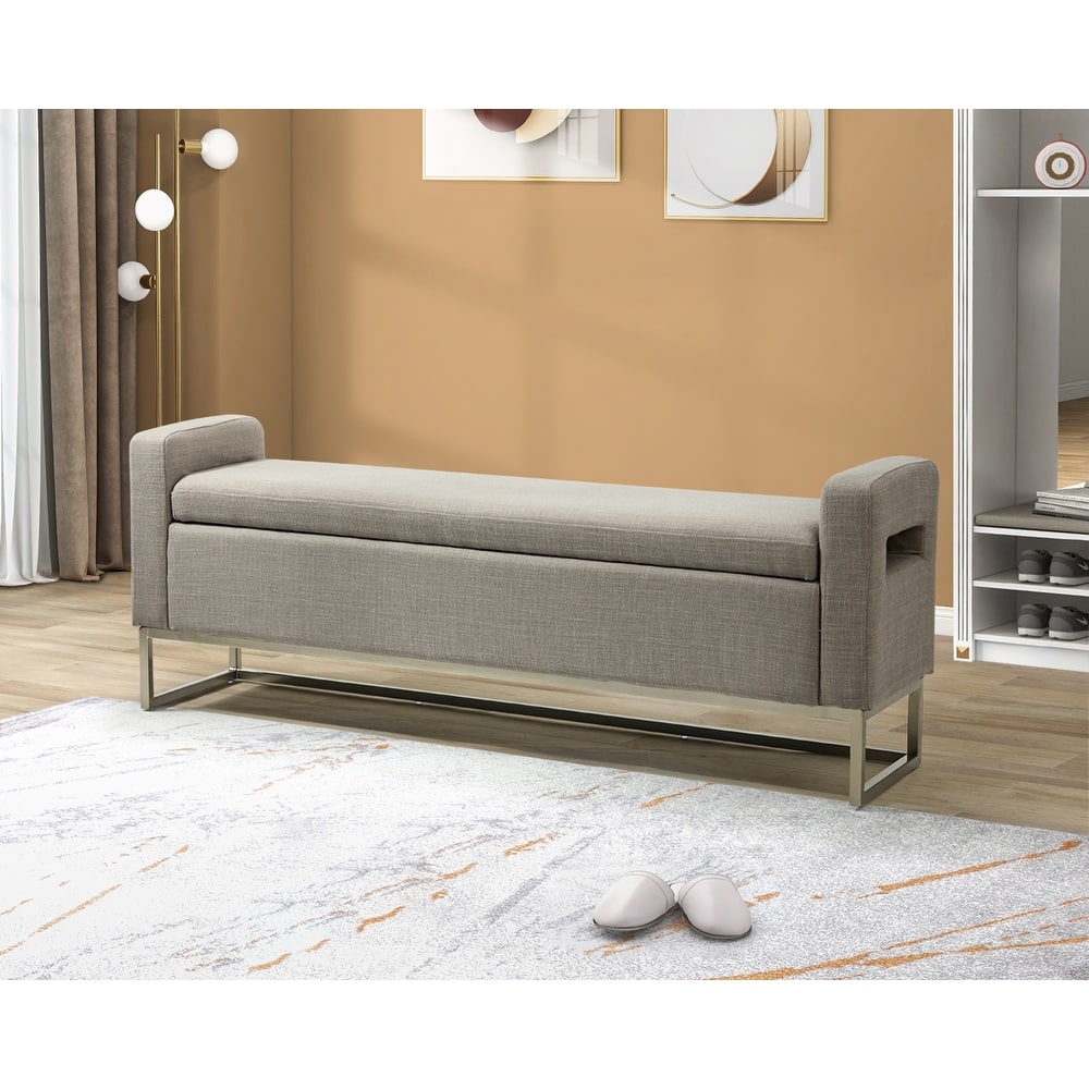 Diana Modern Upholstered Filp-Top Storage Bench with Sturdy Metal Legs