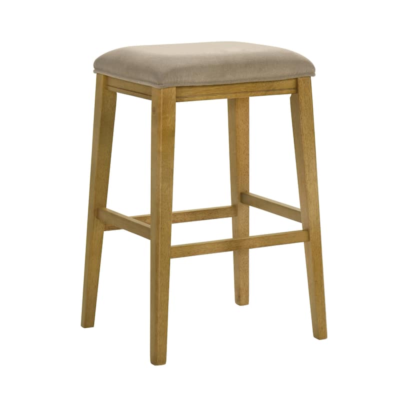 Jane Contemporary Transitional Backless Wood Counter Height Kitchen Bar Stool with Fabric Upholstered Seat
