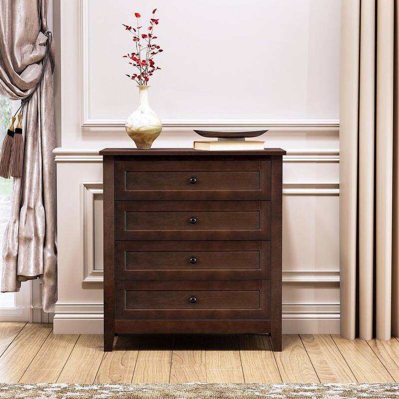 Modern Solid Wood Drawer Dresser with Retro Round Handles