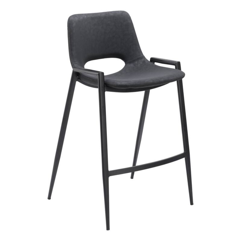 Set of 2 Faux Leather Low Back Chairs with Steel Frame and Footrest