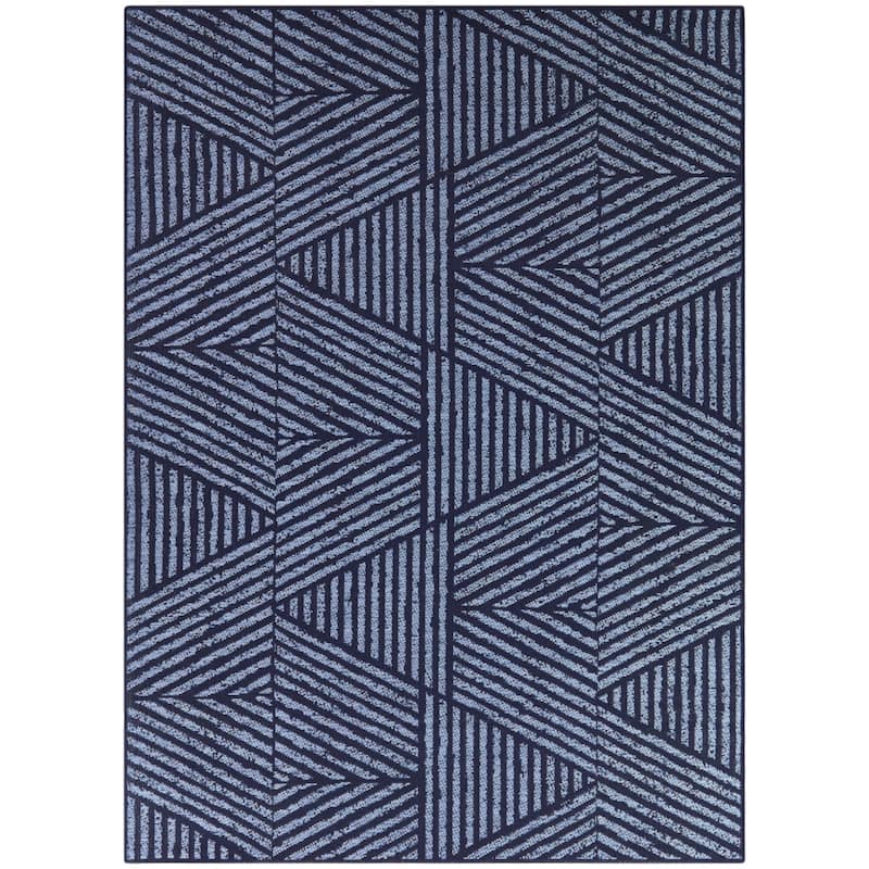 Darcy Modern Stripe Indoor/Outdoor Area Rug - 5'3" x 7' - Blue/White