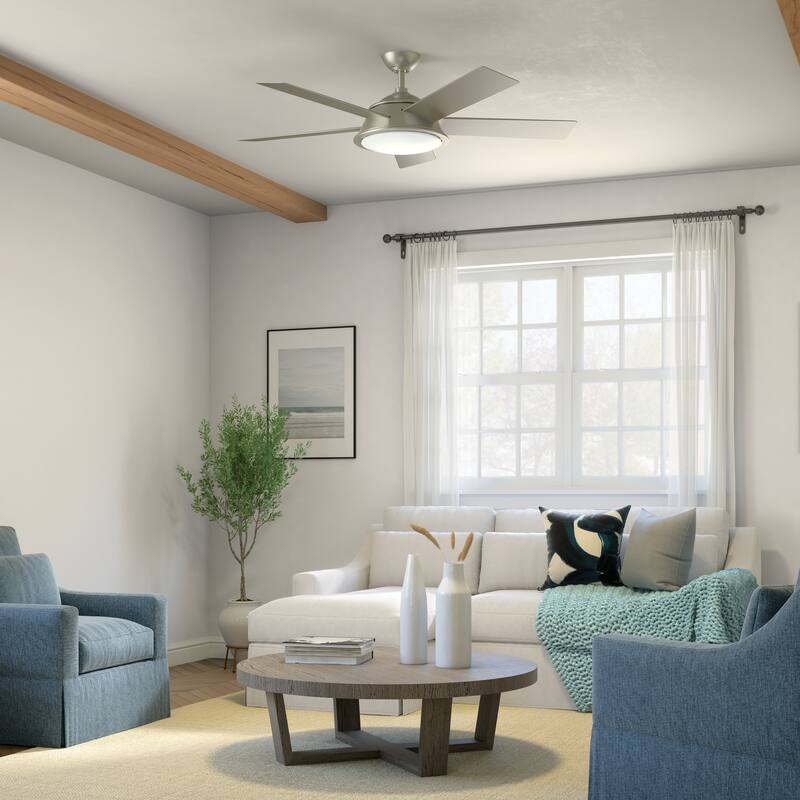 Kichler Verdi 56 Inch LED Ceiling Fan Brushed Nickel with Silver and Driftwood Blades