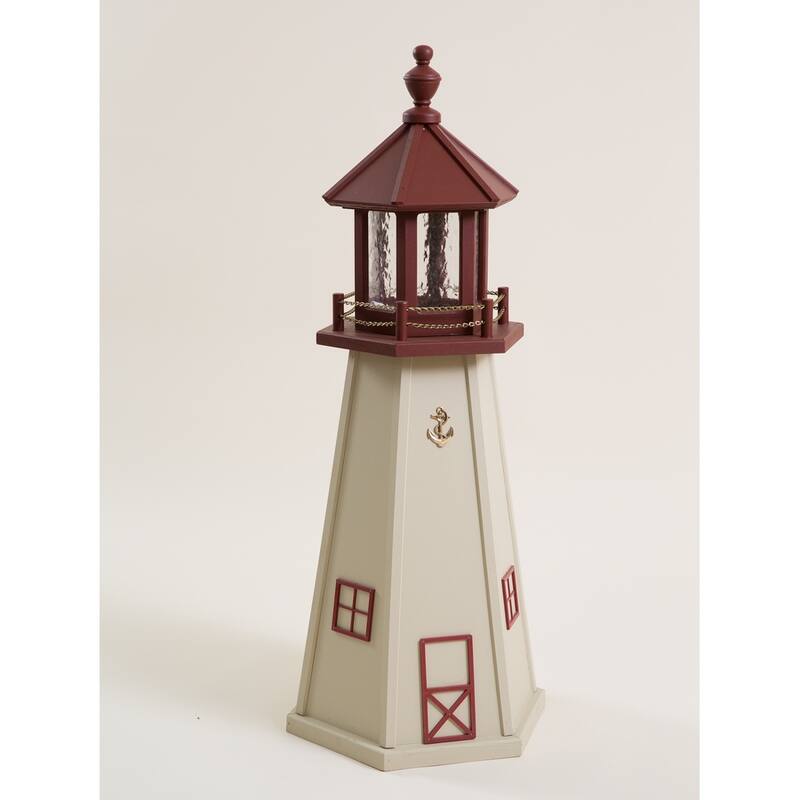 Wooden Lighthouse with Solar Light - 5 Foot - Cape May, NJ