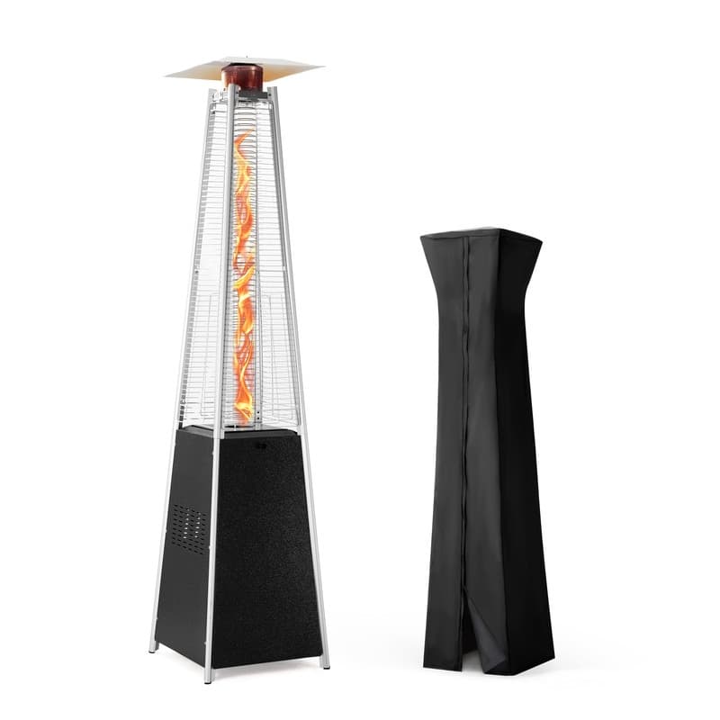 Pamapic 42,000 BTU Outdoor Pyramid Flame Patio Heater with Cover, Wheels