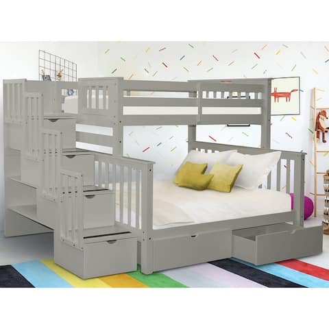 Taylor & Olive Trillium Twin over Full Stairway Bunk Bed, 2 Drawers