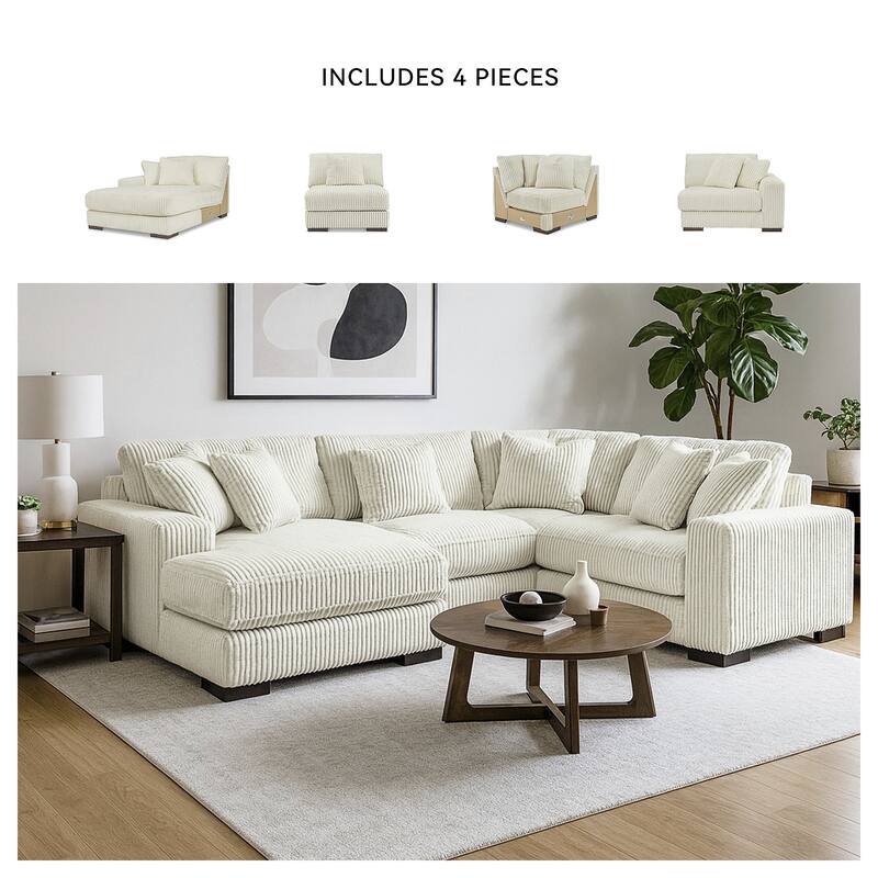 Signature Design by Ashley Lindyn 4-Piece Sectional with Chaise - 133"W x 92"D x 38"H
