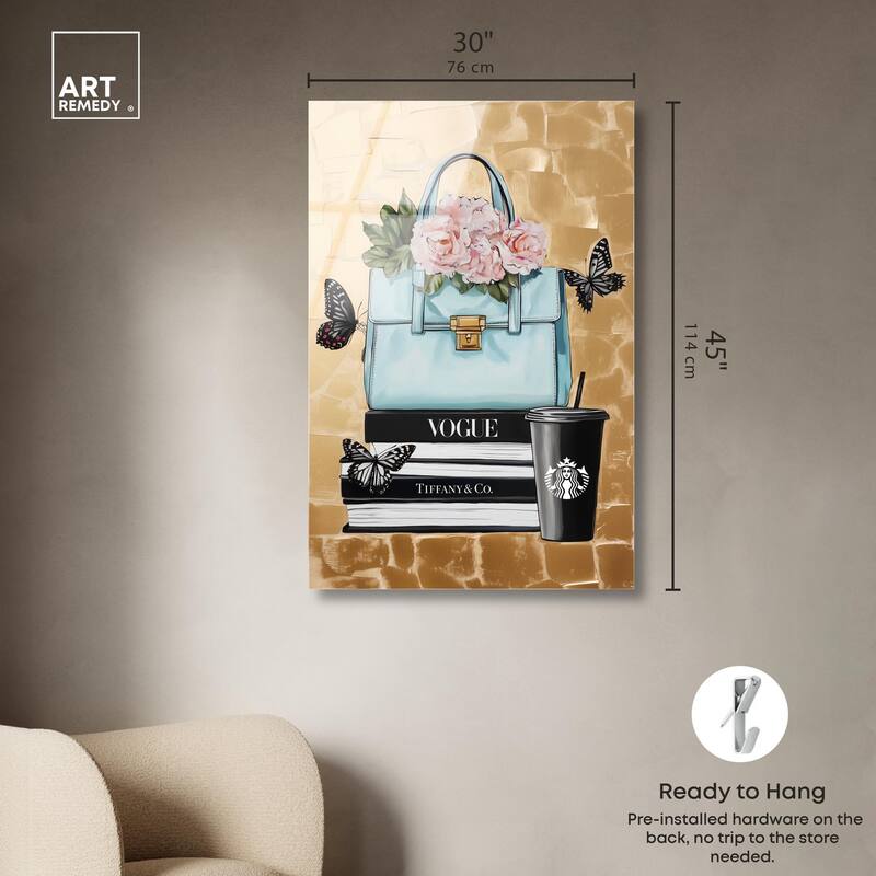 Golden Era of Glam Books Acrylic by Art Remedy, Ready to Hang