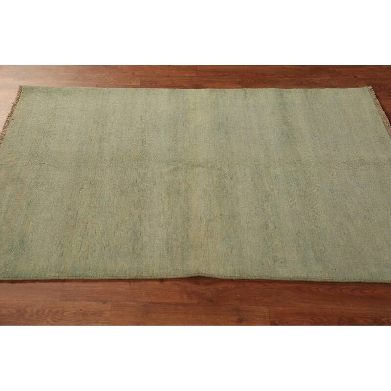 Gabbeh Modern Rug Handmade Solid Wool Carpet - 3'4" x 4'10"
