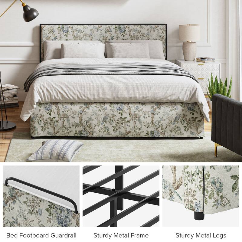 Oliver Modern Washable Slipcover Bed Upholstered Metal by HULALA HOME