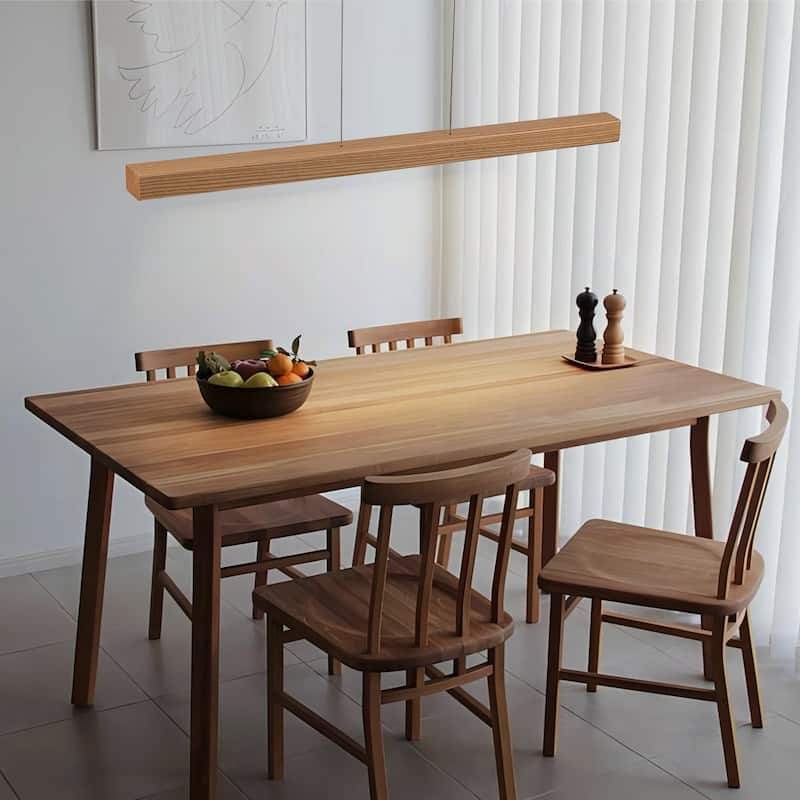 Starsky 1-Light Farmhouse Rustic Wooden Integrated LED Linear Kitchen Island Light 3000K Warm Light Chandelier