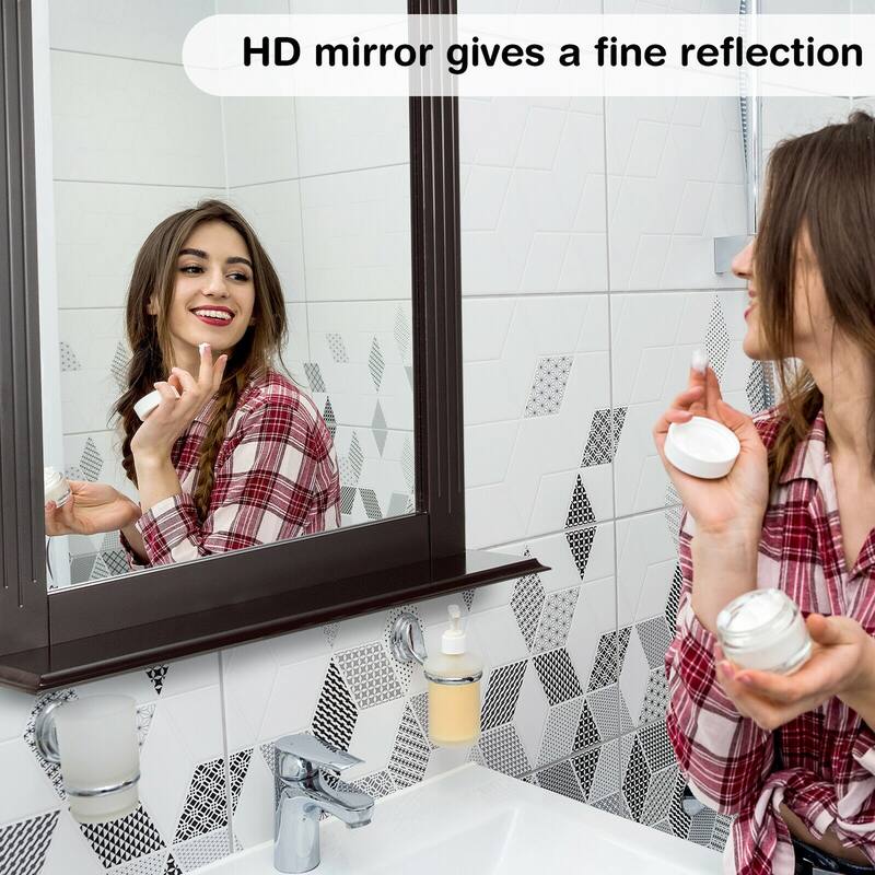 Gymax Bathroom Wall-Mounted Mirror W/Shelf Vanity Makeup Mirror