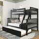 preview thumbnail 1 of 20, Scandinavian Twin Over Full Bunk Bed With Twin-Size Trundle Black
