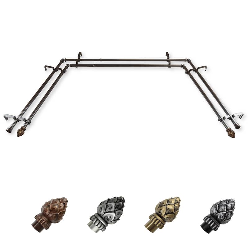 Adjustable Curtain Rods & Hardware Set - 20-72 Inch Lengths, Cocoa Finish - M