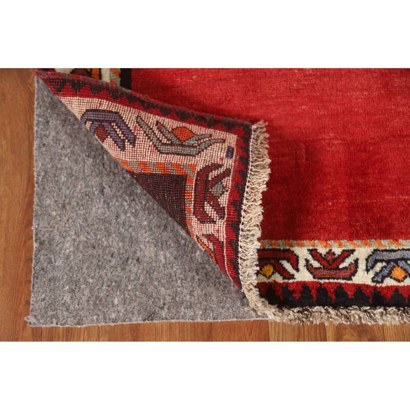 Geometric Red Shiraz Persian Vintage Area Rug Handmade Wool Carpet - 3'0"x 5'3"