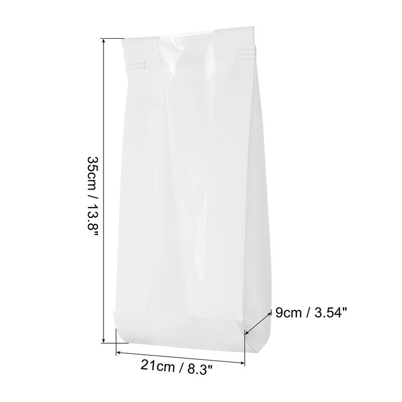Bakery Bags with Window, Tin Tie Tab Lock Bags, White - White-100pcs - 13.8x8.3inch