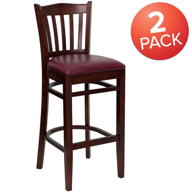 2Pk Vertical Slat Back Wood Restaurant Barstool - Hospitality Seating