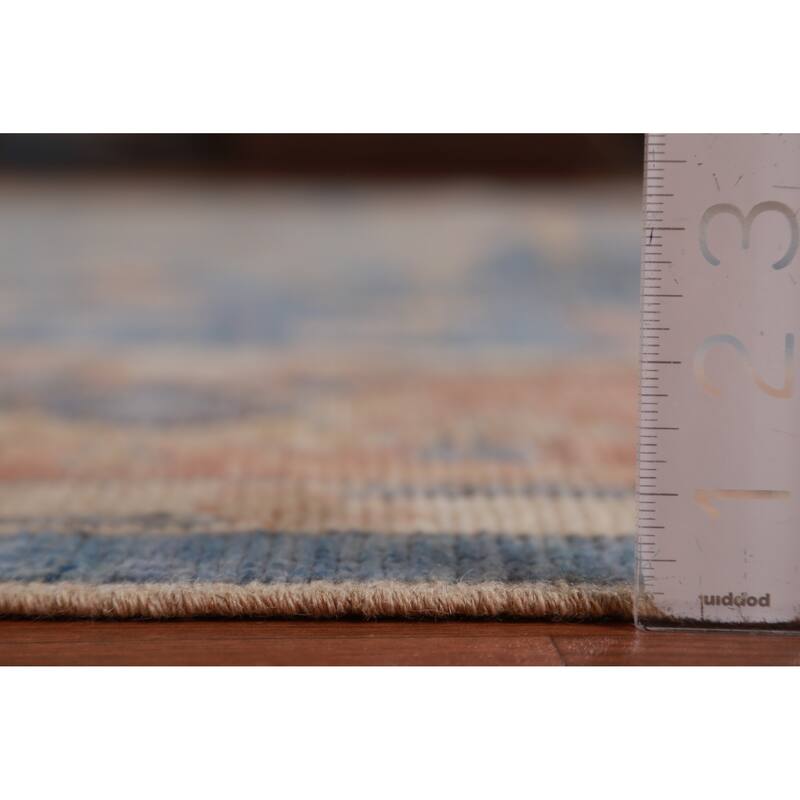 Hand Knotted Oriental 100% Wool Carpet Transitional Medallion Navy Blue & Blues Oushak Area Rug - 14' 6'' X 10' 0''