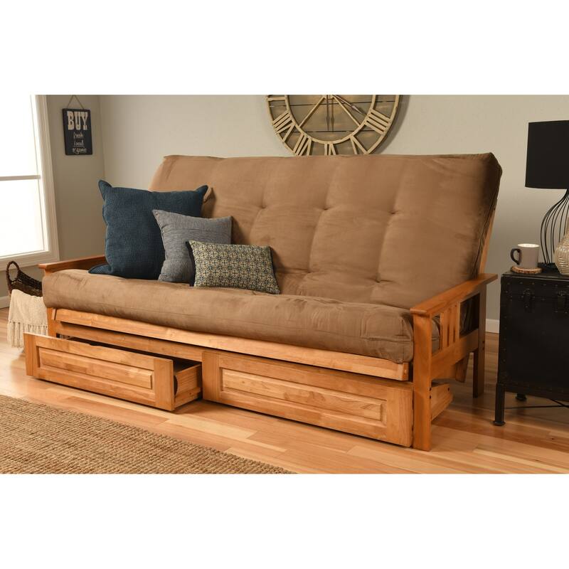 Butternut Queen-size Storage Futon Set with Suede Mattress - Peat Suede