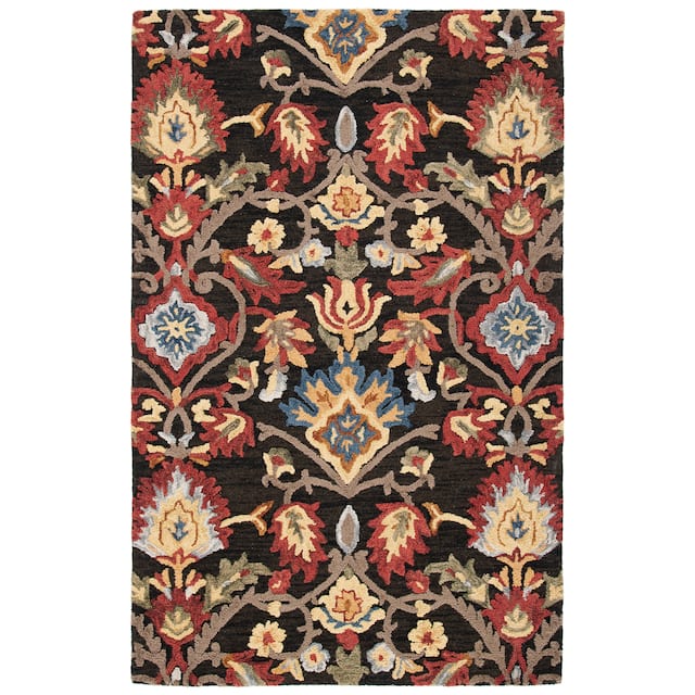 SAFAVIEH Fiorello Handmade Blossom French Country Wool Area Rug - 2'3" x 4' - Charcoal/Multi