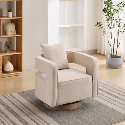 Swivel Accent Open Back Sofa Chair with Wood Base