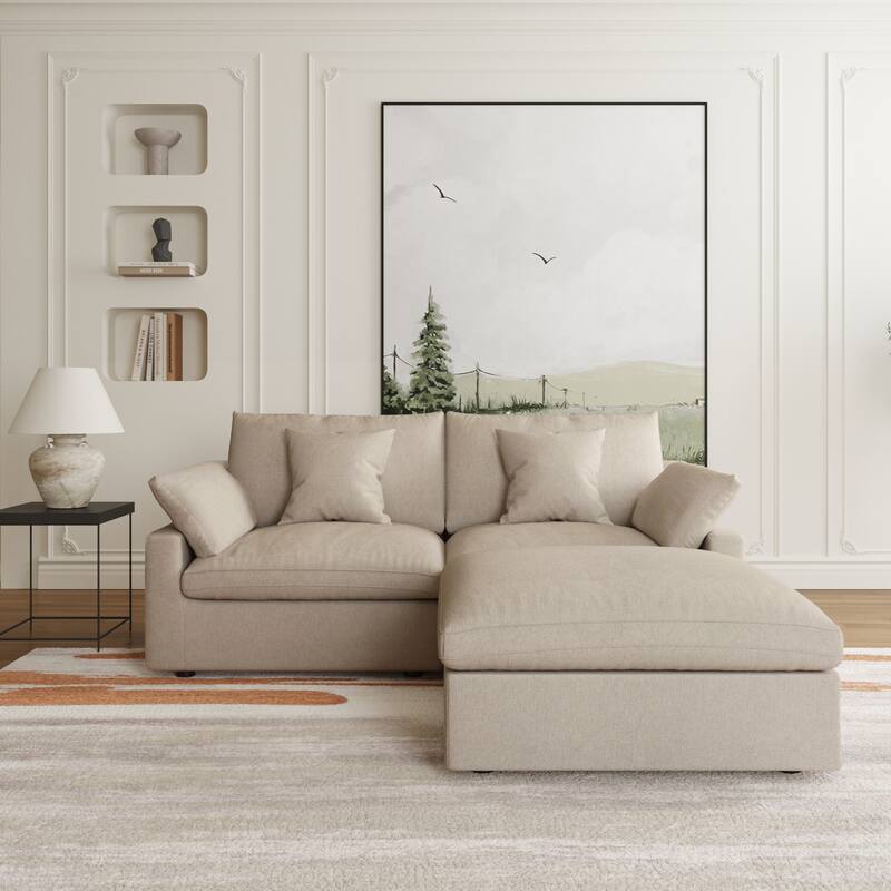 Cloud Modular Sectional Sofa, L Shaped Sectional Couches for Living Room, Office Apartment - 2 Seat+Ottoman
