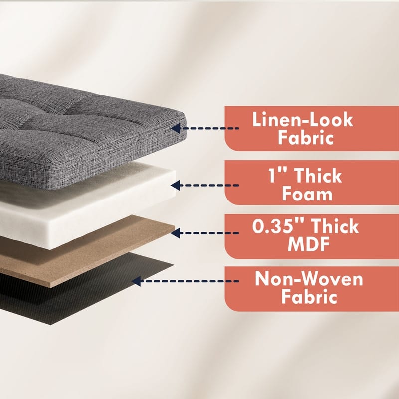 Foldable Linen Large Bench Storage Ottoman with 3 Drawer Cubes - 40"L