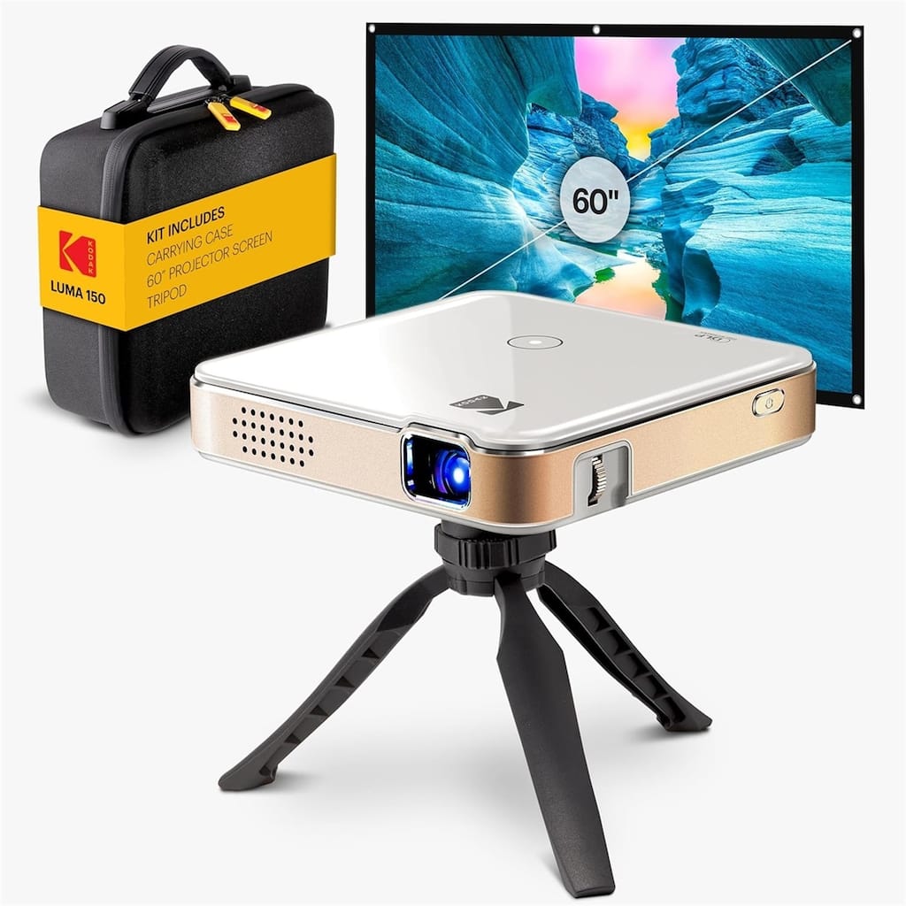 Kodak Luma 150 Pico Projector, Rechargeable Ultra Mini Projector w/60" Screen, Tripod & Case