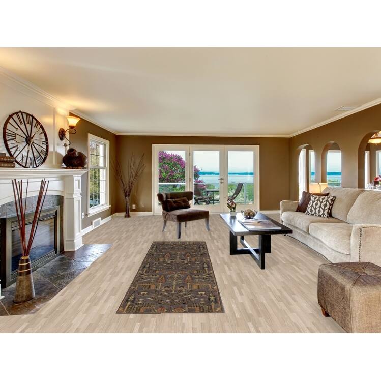 Hand Knotted Oriental 100% Wool Carpet Transitional Floral Greys & Charcoal Oushak Runner Rug - 9' 9'' X 2' 10''