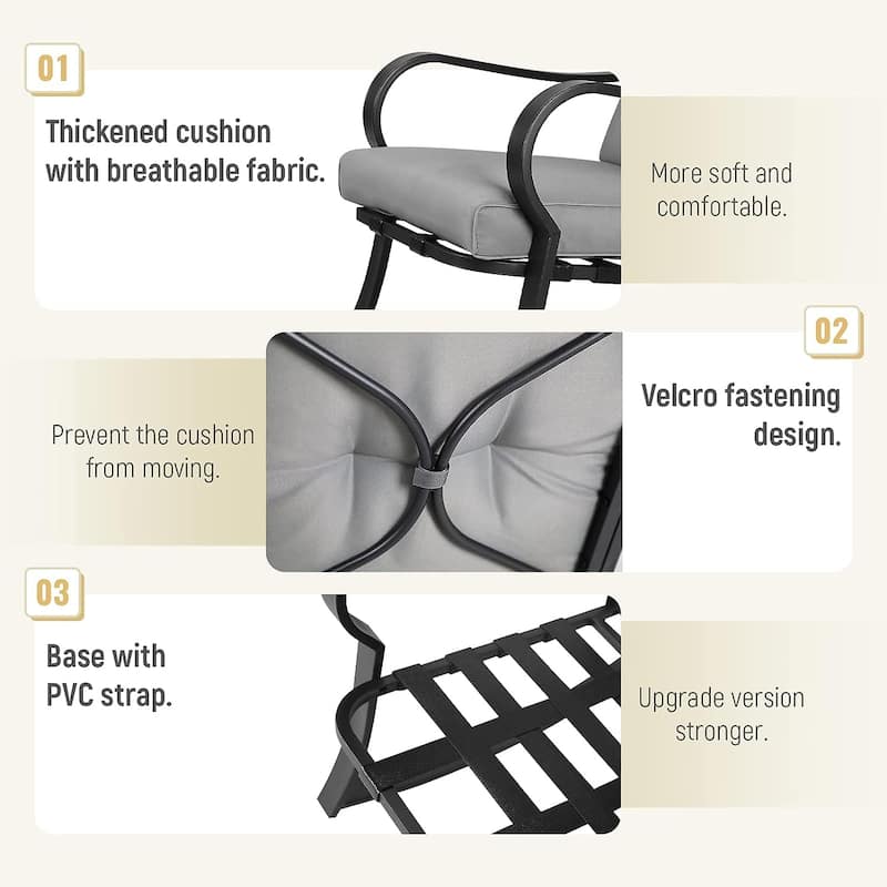 3-piece Rocking Chair Patio Bistro Set with Side Table