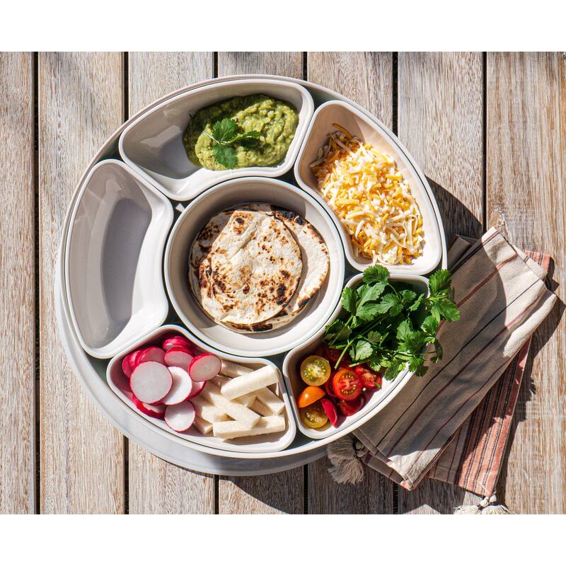 Abode Homewares Divided Lazy Susan Serving Set - 8-Piece - White