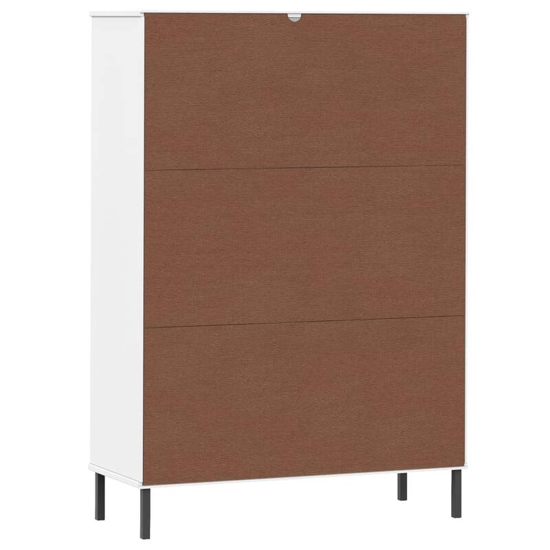 vidaXL Bookshelf Book Cabinet with Metal Legs Storage Cabinet OSLO Solid Wood - 35.4" x 13.8" x 50.6"