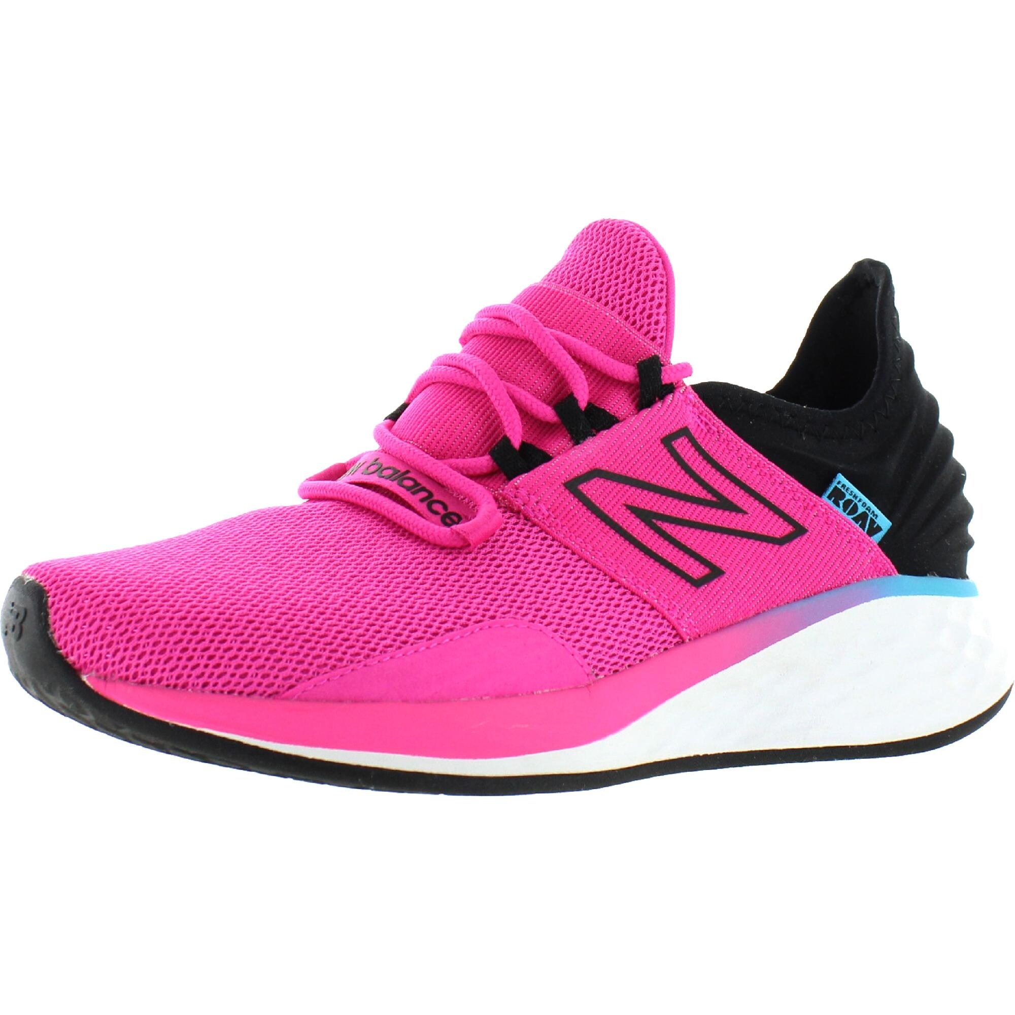 pink and black athletic shoes