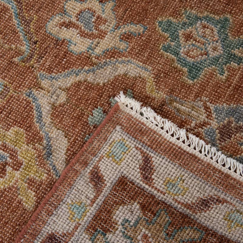 Alora Decor Traditional Hand-knotted Bordered Orange Rug